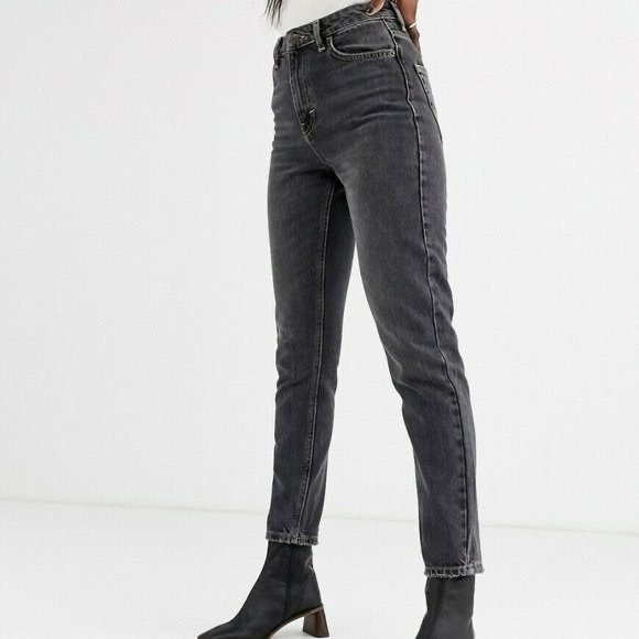 Topshop Denim - Topshop Black Washed Out Straight Leg Jeans